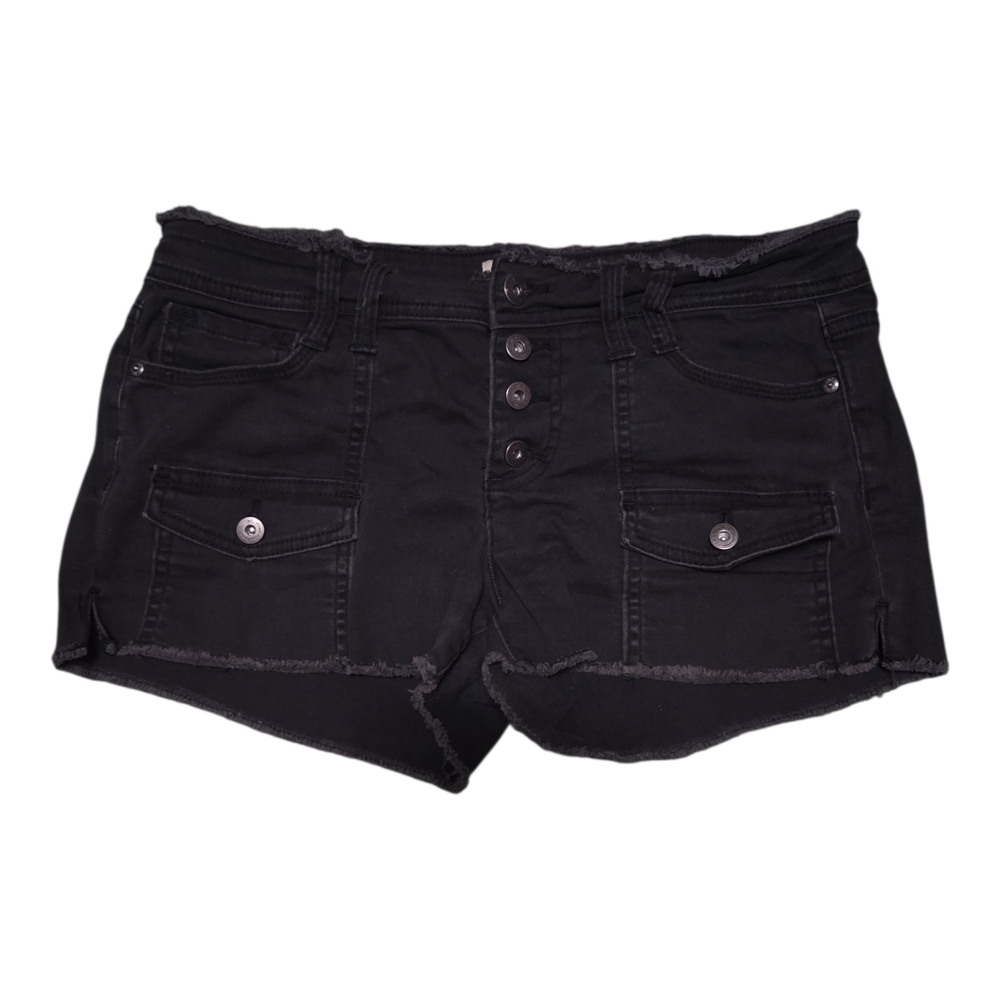 Black cargo low rise jean shorts